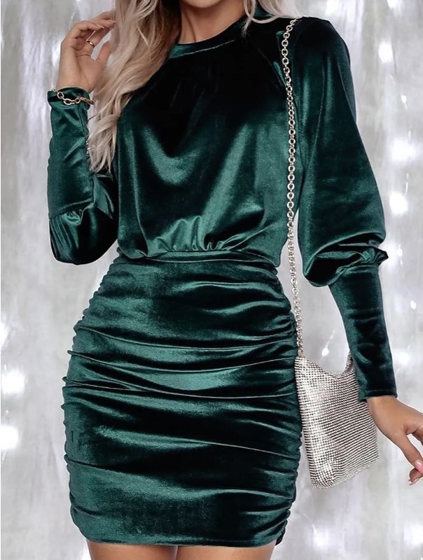 Fashion Sheath Lantern Long Sleeve Dress - Image 7