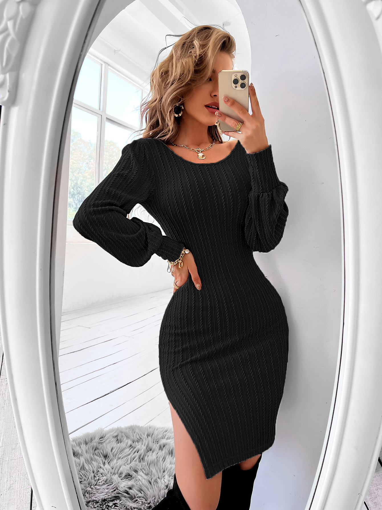 Women's Skinny Knitted Dress - Image 7