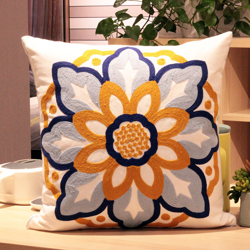 Embroidered Flower Nordic Cushion Cover - Image 4
