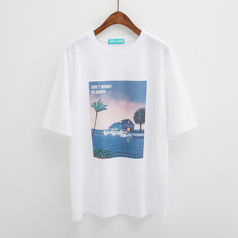Printed Short-Sleeved Nature View T-Shirt - Image 3