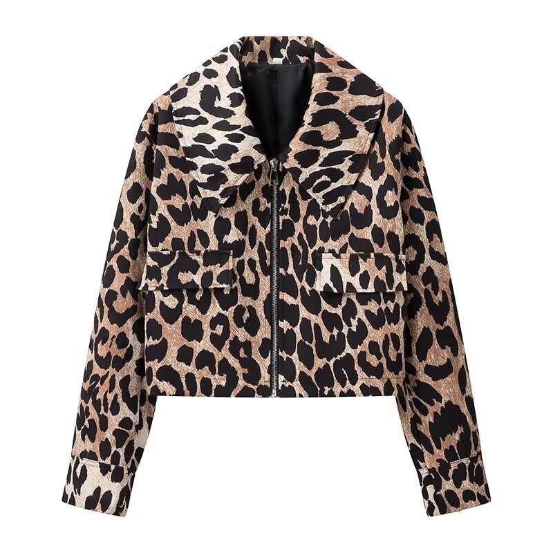 Printed Loose Lamb Fur Leopard Coat - Image 2