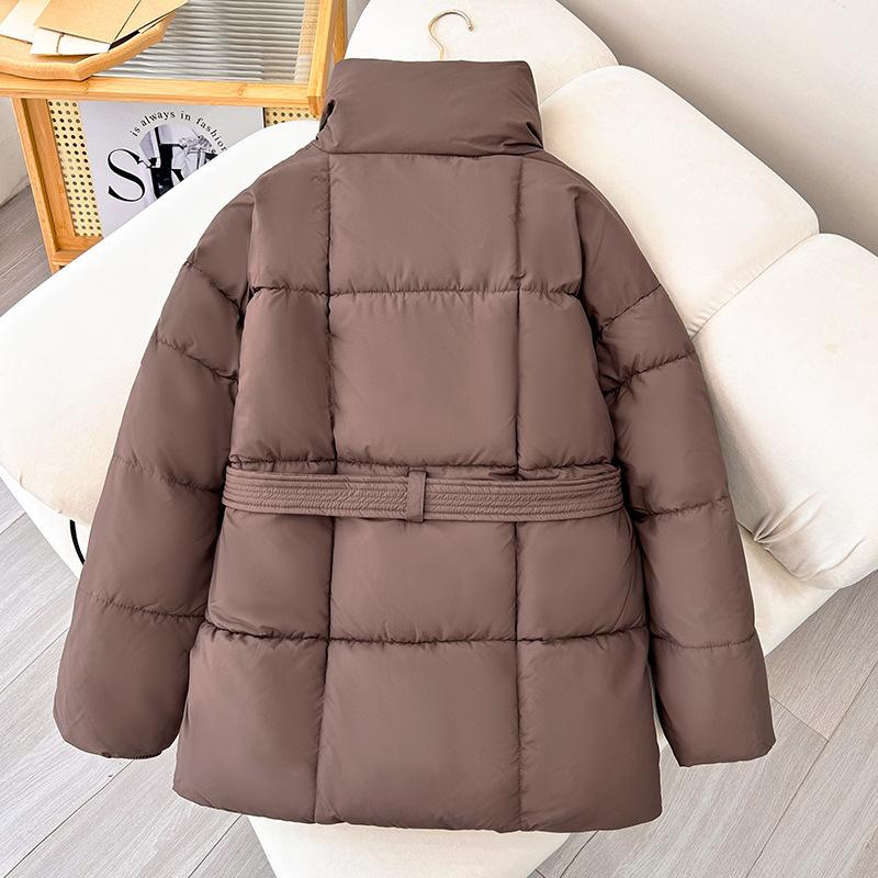 Plaid Sewing Lapel Coat With Lace-up Design - Image 6
