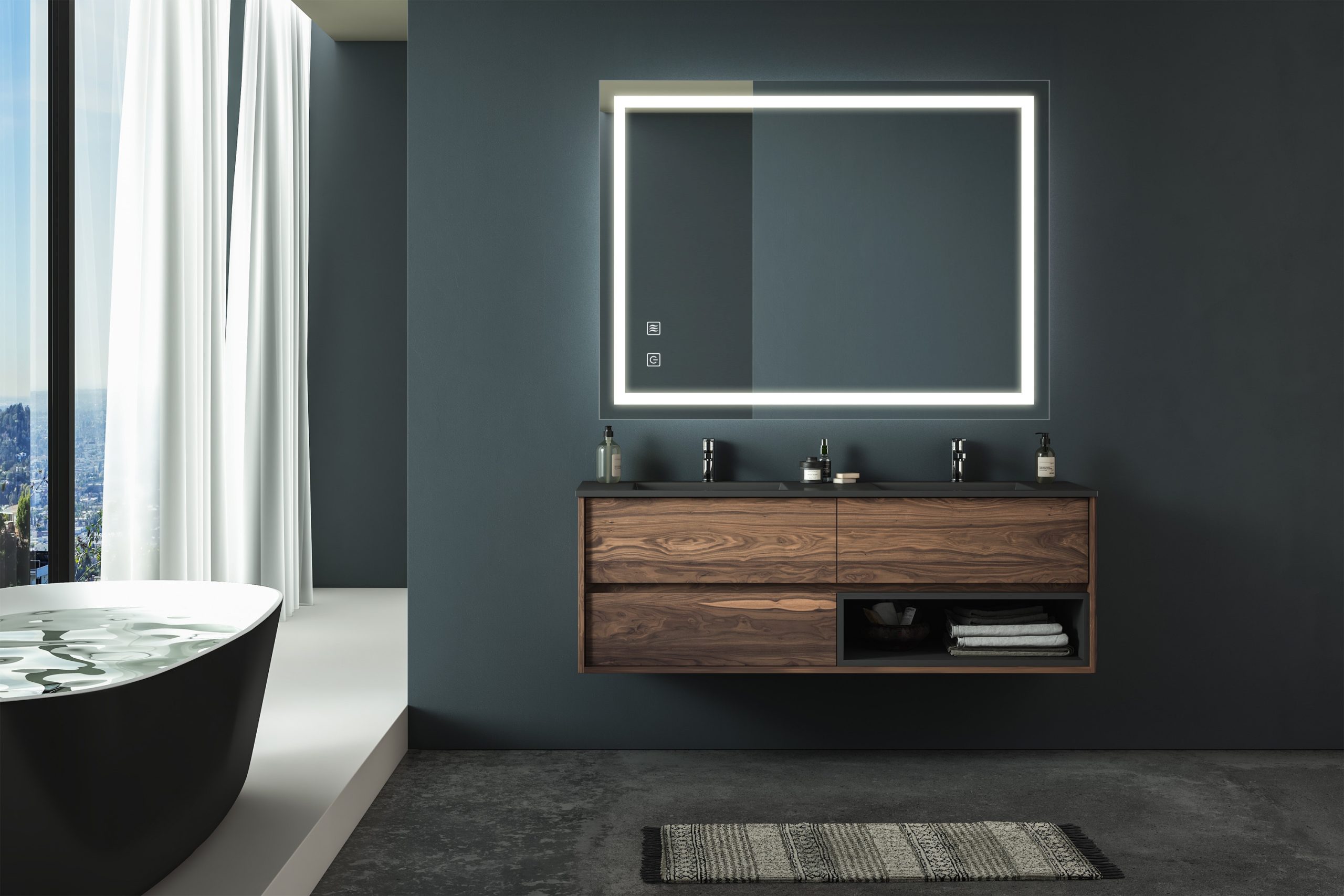 LED Bathroom Premium Vanity Mirror With Focusing Panel - Image 5