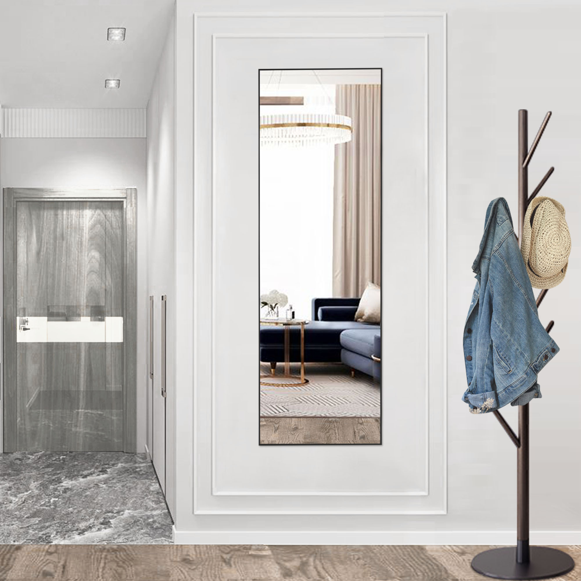 Aluminum Alloy Thin Standing Wall Mirror with Stand - Image 8