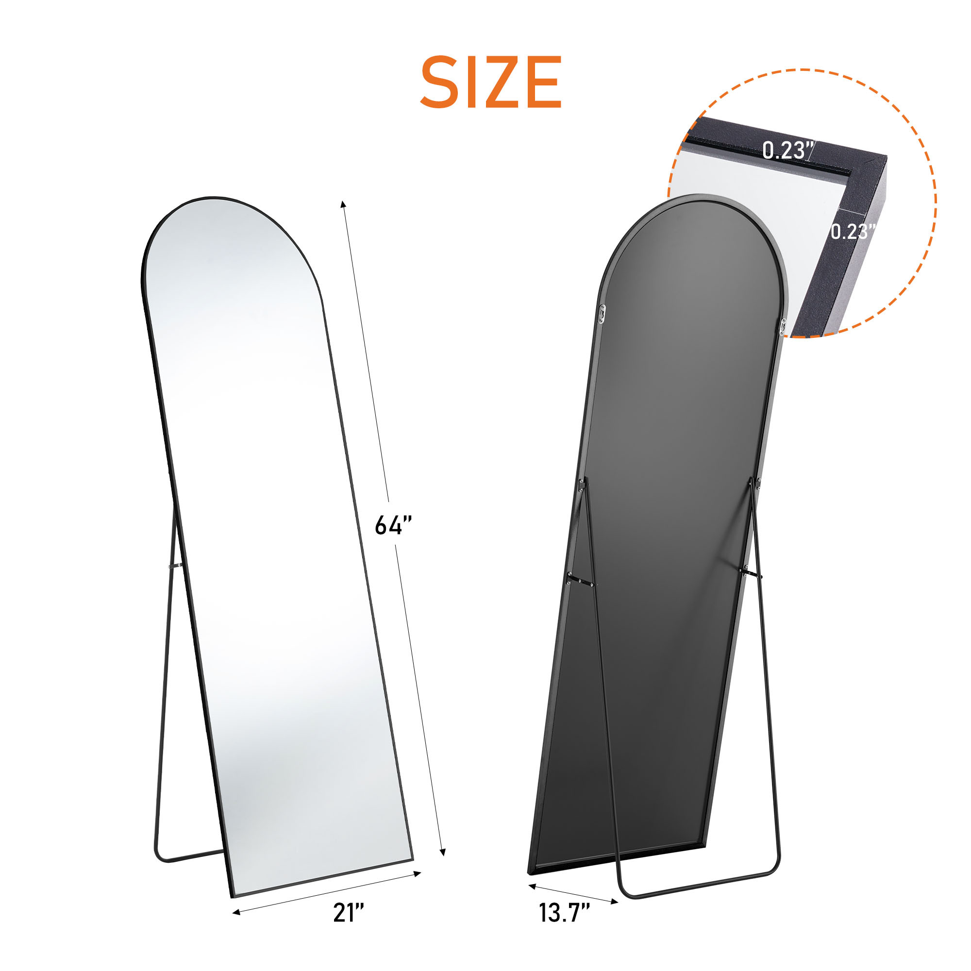 Aluminum Alloy Thin Standing Wall Mirror with Stand - Image 9