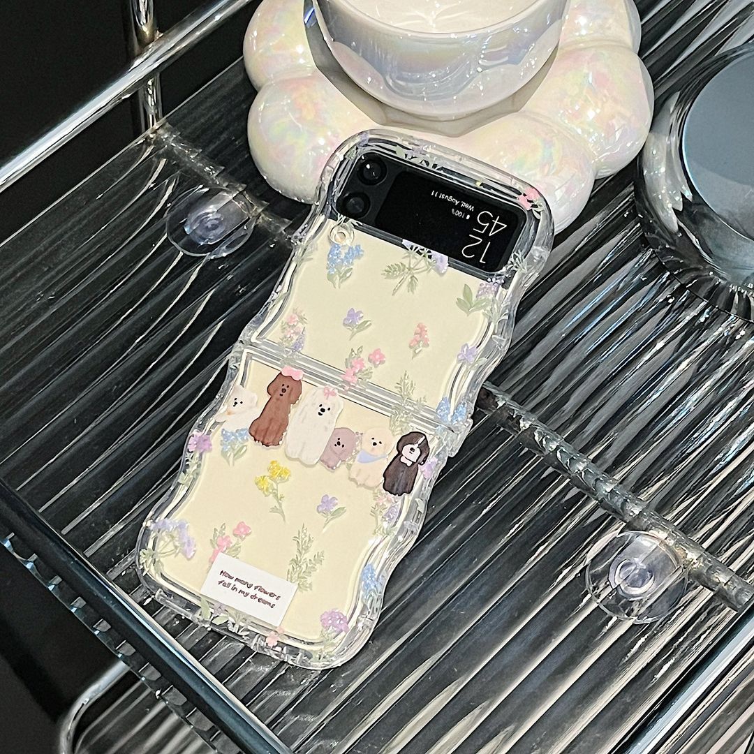 Floral Puppy Folding Phone Case