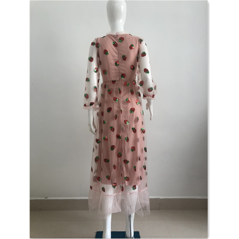 Long-sleeved Sequin Embroidery Dress With Ruffles - Image 3