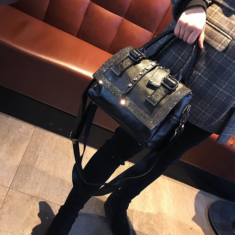 Rhinestone Soft Leather Handbag - Image 5