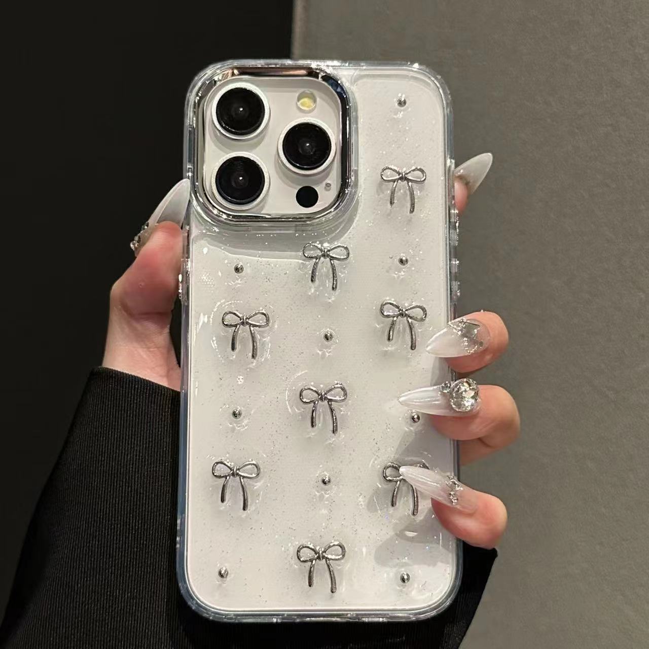 Epoxy Pearl Bow Phone Case - Image 4