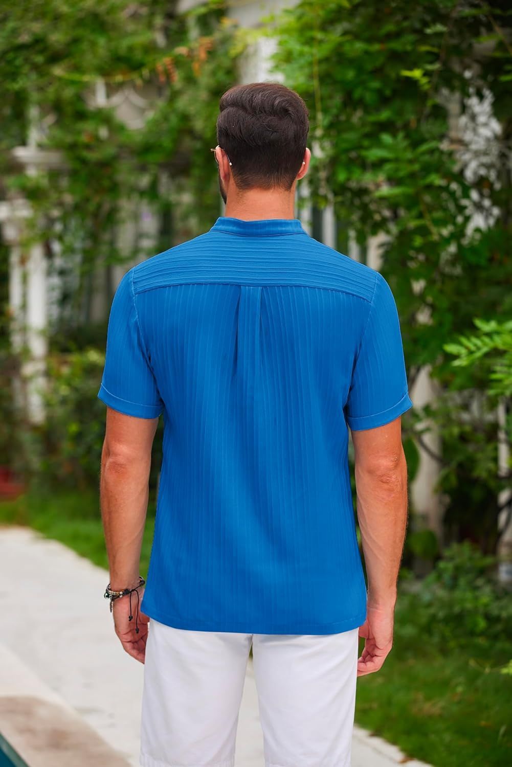 Stand Collar Buttons Short Sleeve T-Shirt - Image 5