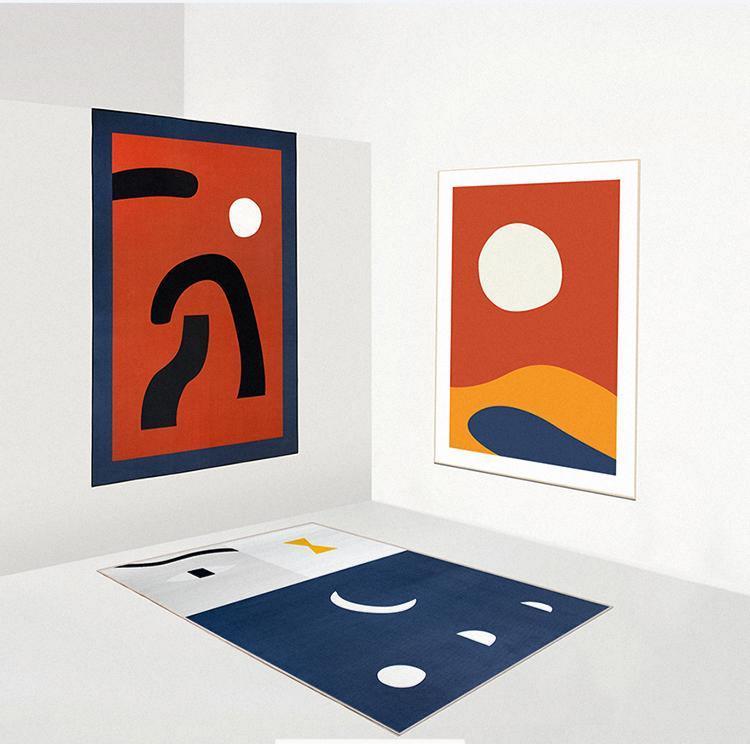 Nordic Minimalist Living Room Abstract Carpet