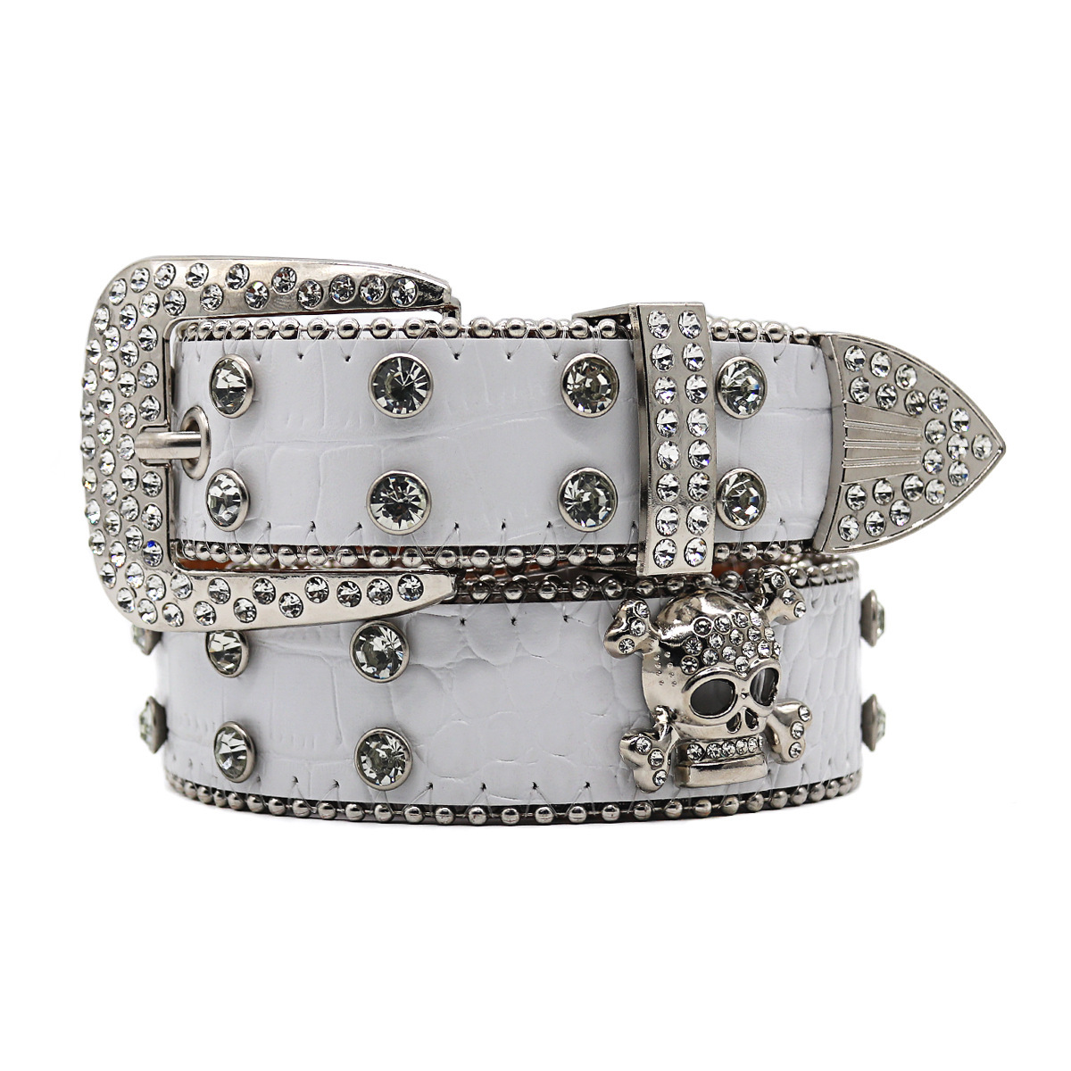 Rhinestone Skull Wide Belt Men - Image 5