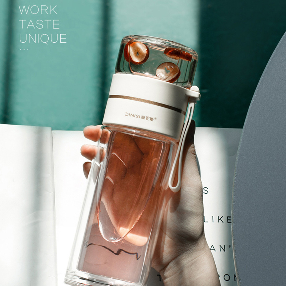 Leakproof Glass Water Bottle with Tea Infuser Filter