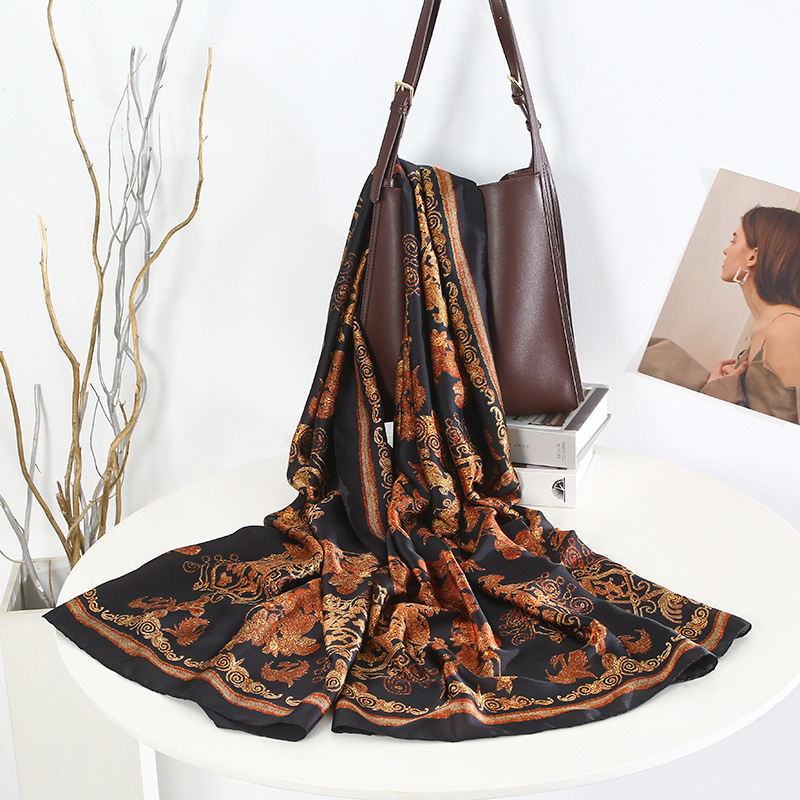 Women's Summer Satin Silk Printed Scarf