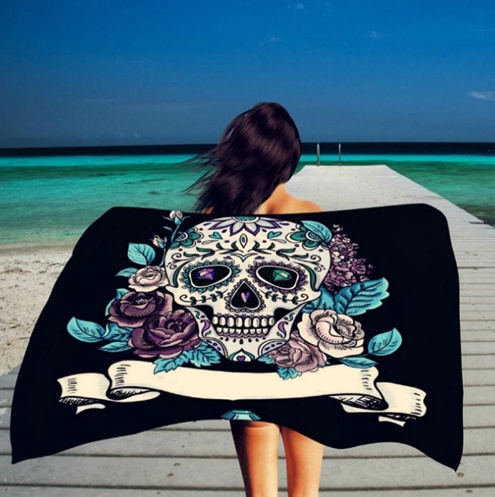 Square Microfiber Printed Taro Beach Towel