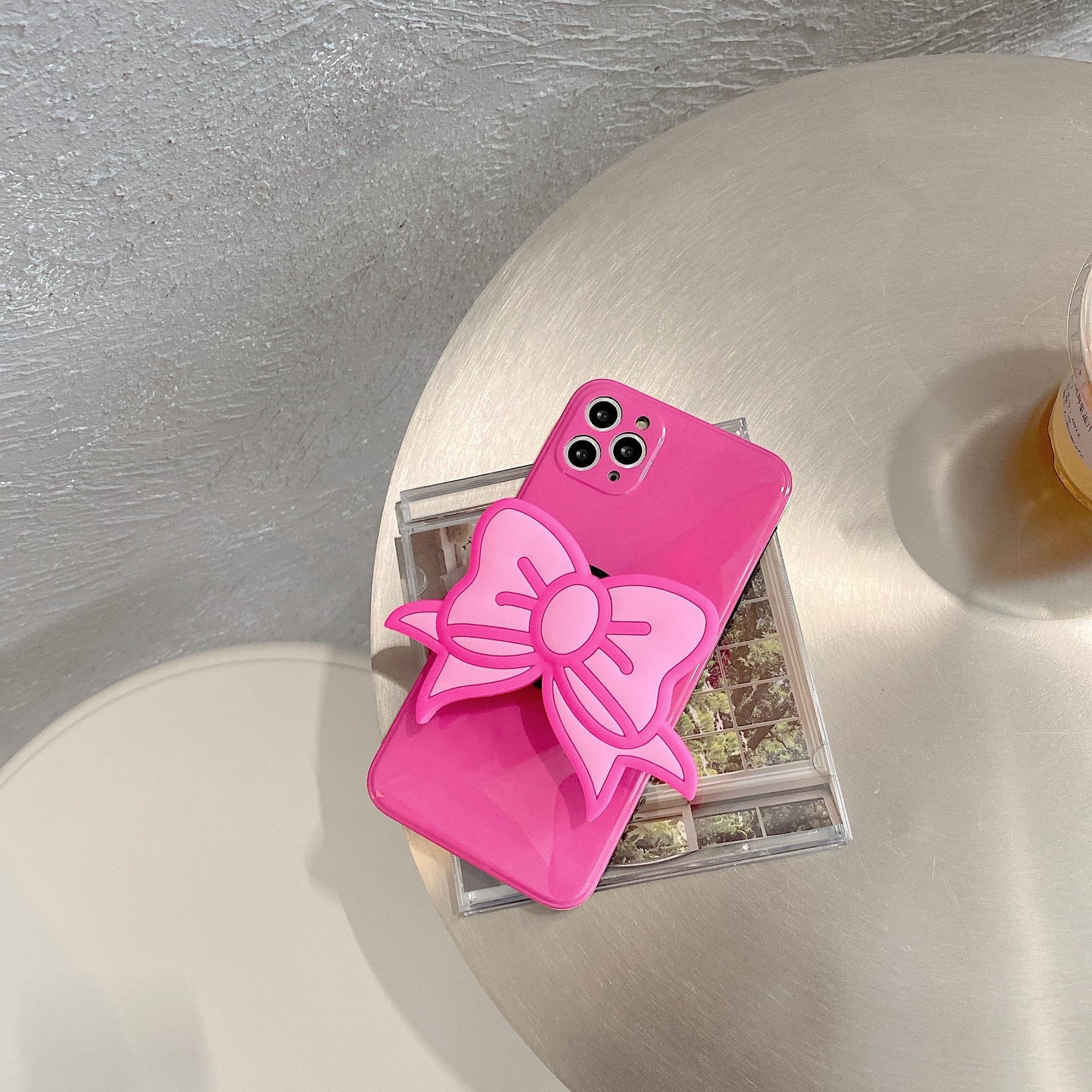 Korea Ins Pink Bow Stand Phone Case - Image 2