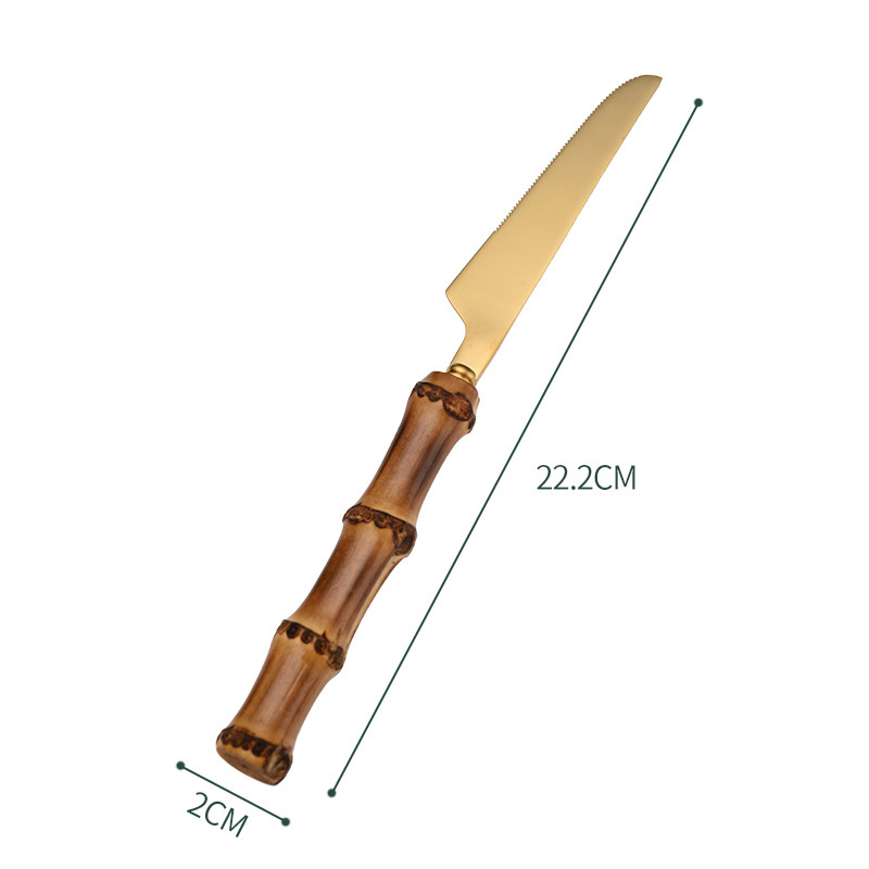 Stainless Steel Bamboo Handle Cutlery Set - Image 4