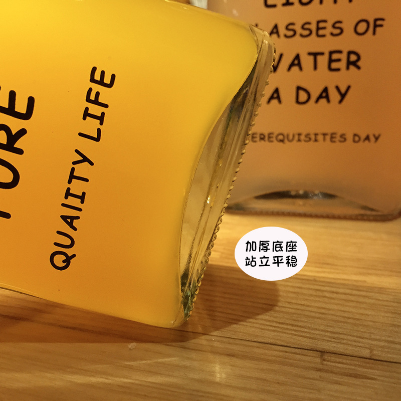 Simple Letter Flat Transparent Water Bottle - Image 2