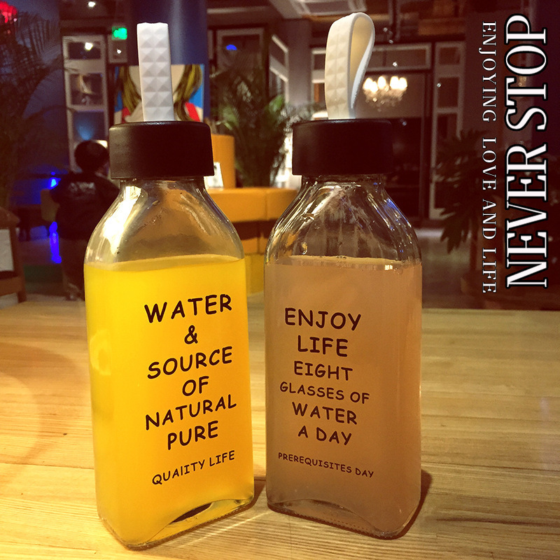 Simple Letter Flat Transparent Water Bottle - Image 4