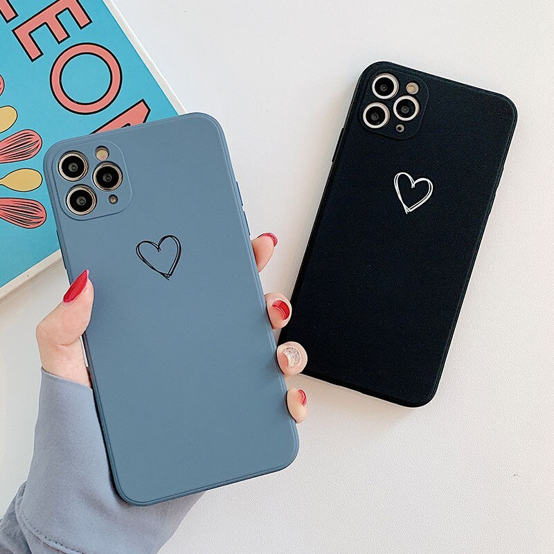 Silicone Heart Printed Phone Case