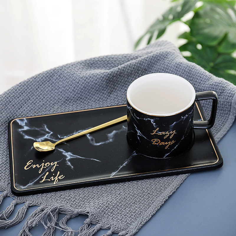 Marble Grain Ceramic Coffee Mug Set