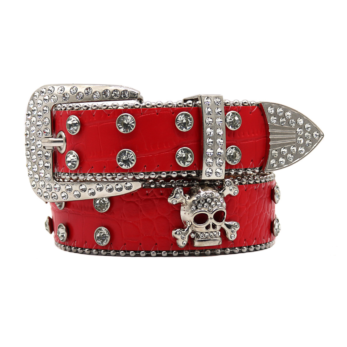 Rhinestone Skull Wide Belt Men - Image 4