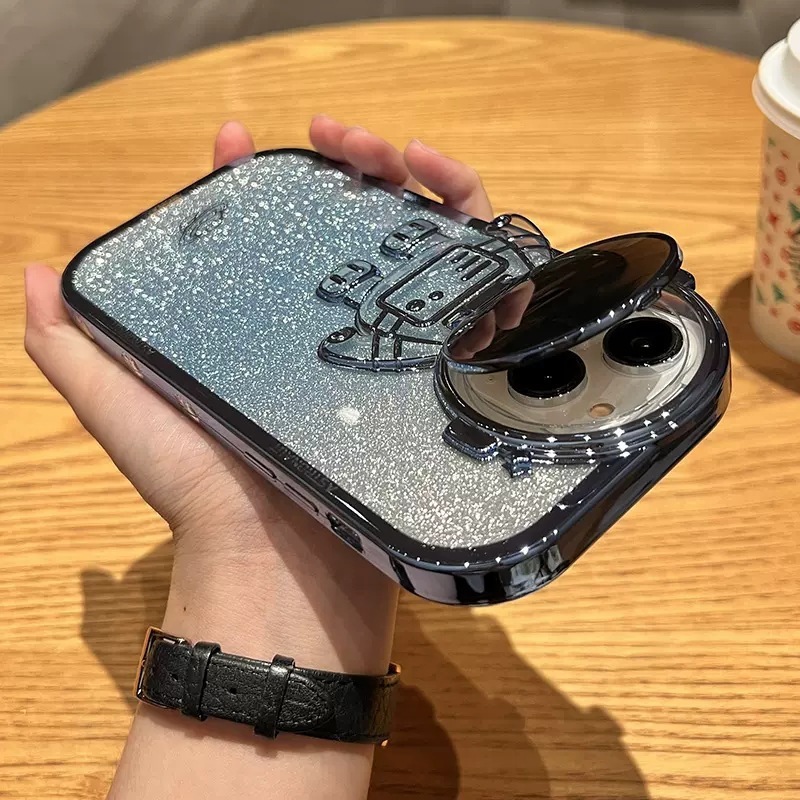 Glitter Astronaut Camera Stand Phone Case - Image 5
