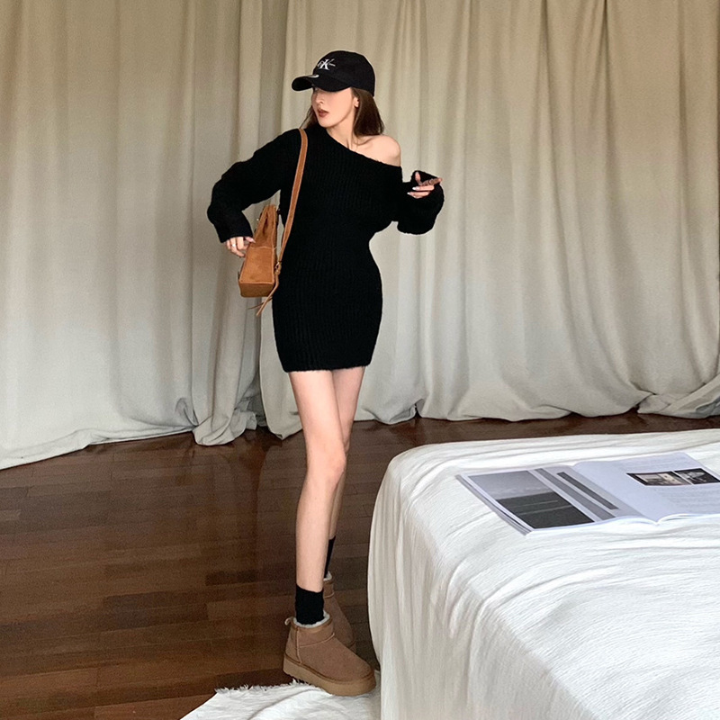 Women's Down Shoulder Knitted Dress
