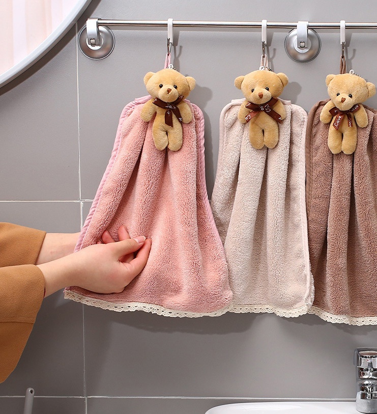 Coral Velvet Absorbent Hanging Towel