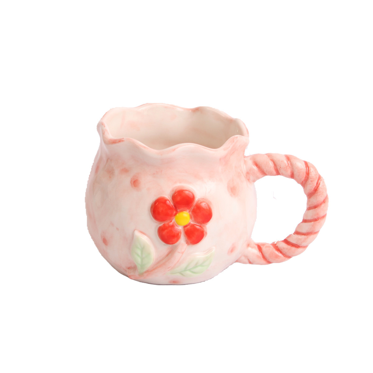 Embossed Flower Hand Painted Ceramic Mug - Image 10