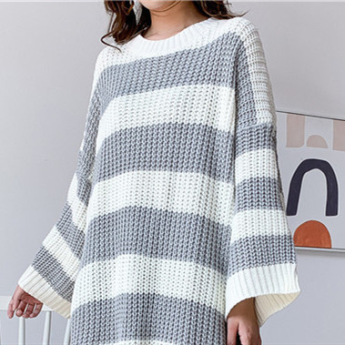 Woolen Skirt Knitwear Loose Striped Long - Image 4