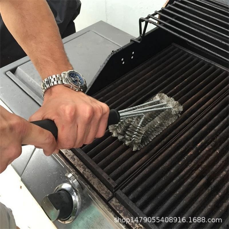 Three-Head Stainless Steel Barbecue Cleaning Brush