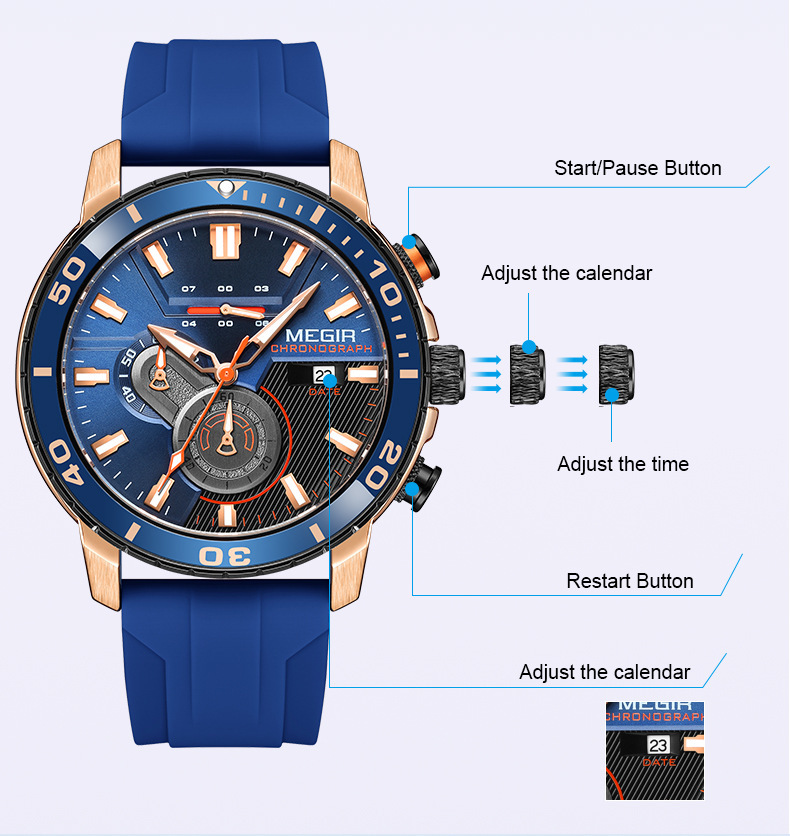 Multi-function Chronograph Calendar Sports Men's Watch - Image 4