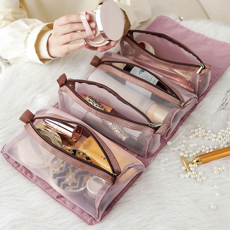 4 In 1 Zipper Mesh Separable Cosmetics Bag For Women - Image 8