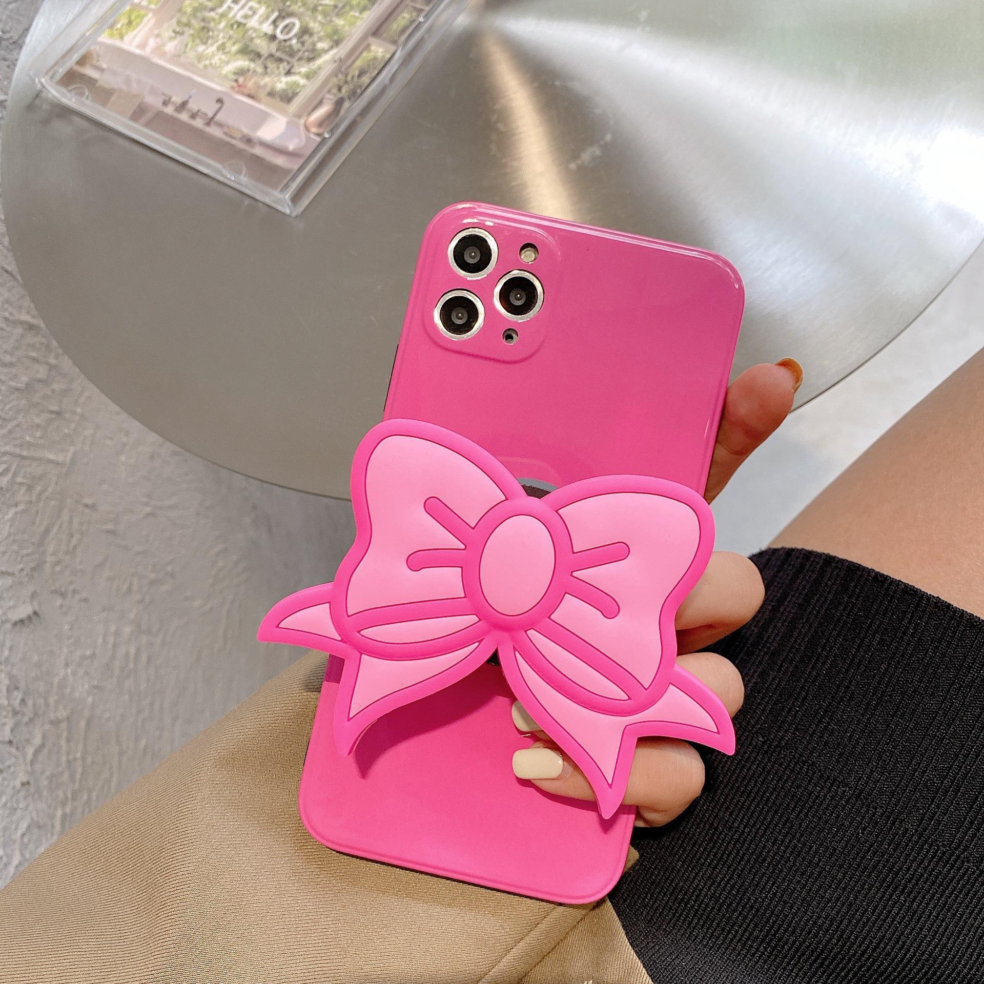 Korea Ins Pink Bow Stand Phone Case - Image 4