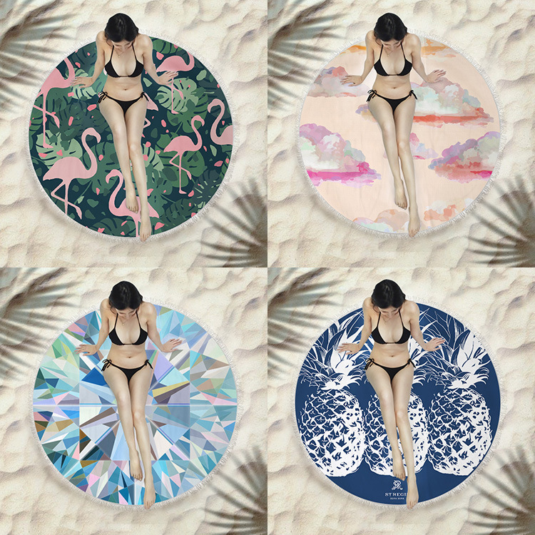 Round Fringed Beach Bath Towel