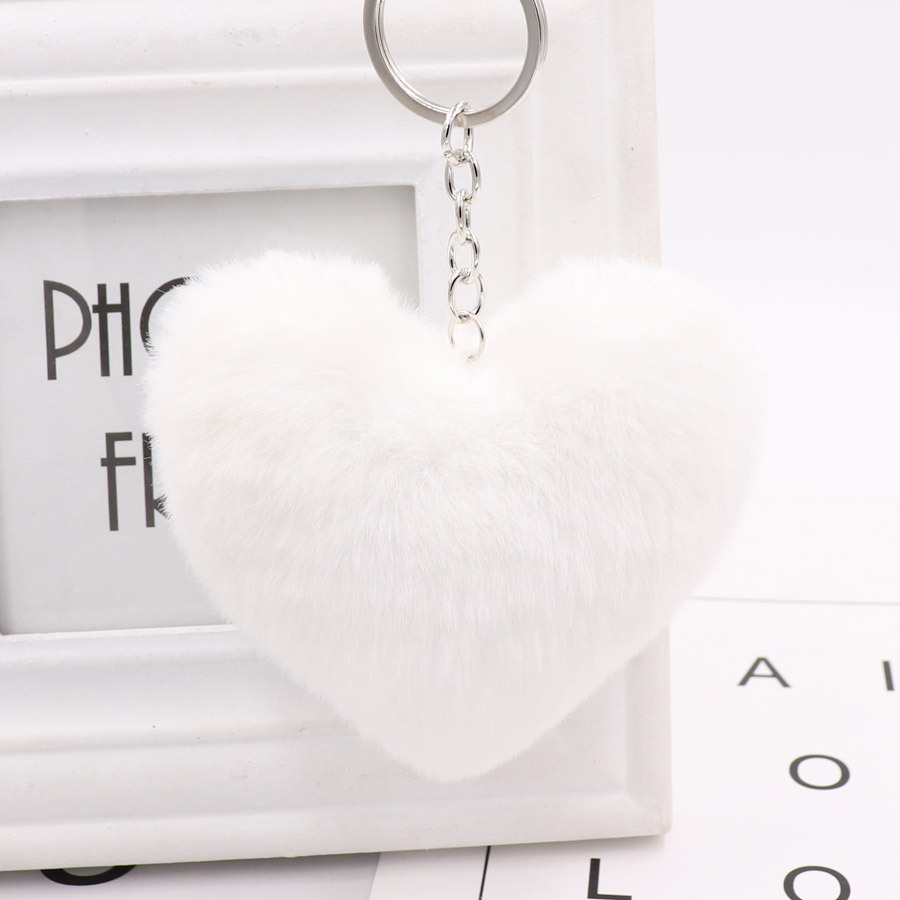 Heart-shaped Fur Ball Keychain Pendant - Image 10