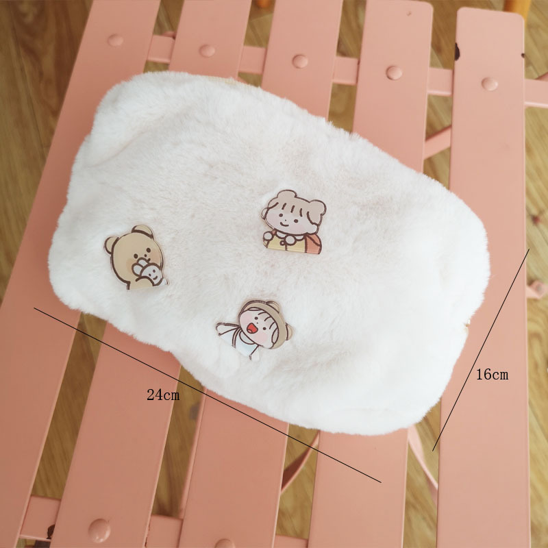 Large Capacity Warm Plush Cosmetic Bag