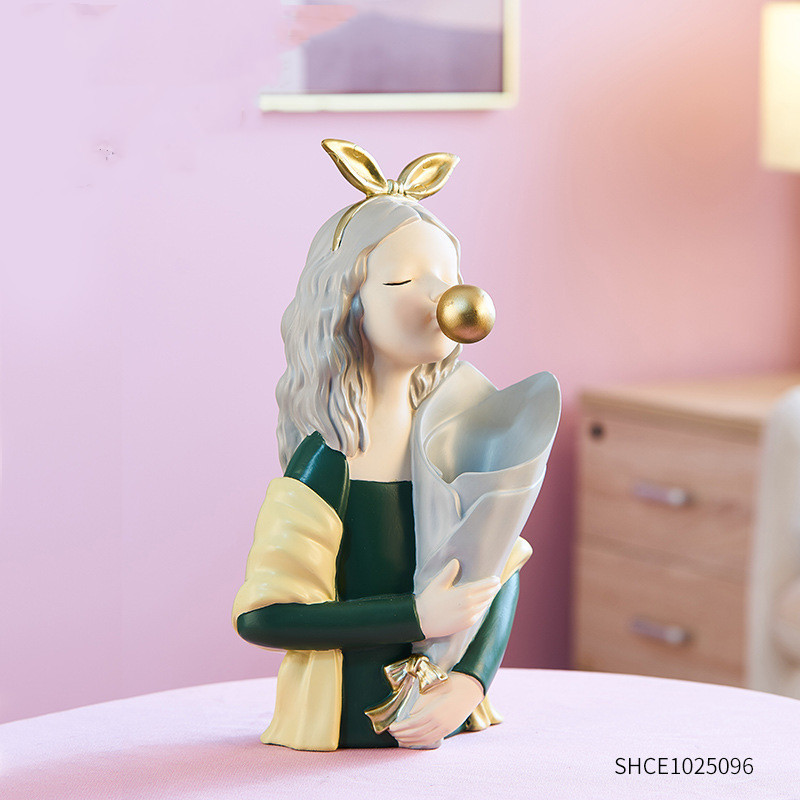 Home Decor Girl Figurine Resin Sculpture - Image 3