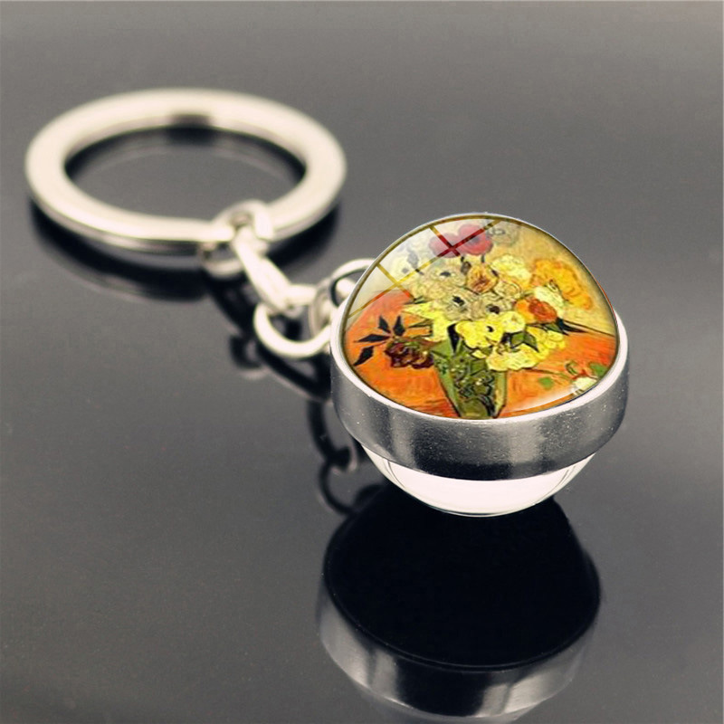 Van Gogh Starry Sunflower Keychain Pendant - Image 2