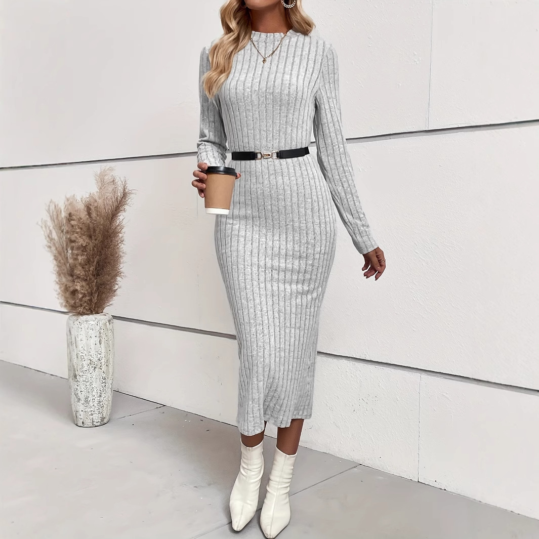 Knitted Jacquard Slim Fit Dress - Image 3