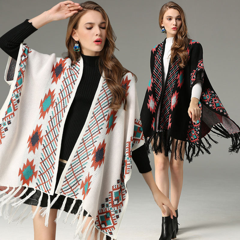 Bohemian Jacquard Tassel Shawl
