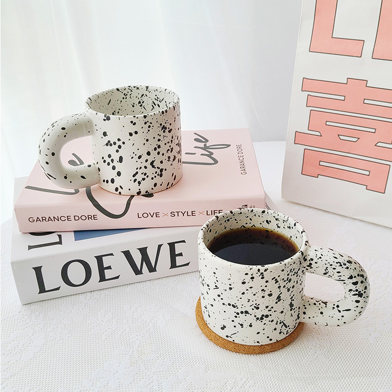 Sesame Dot Splashed Ink Nordic Ceramic Mug