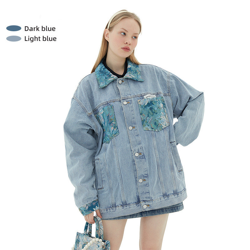 Printed Loose Couple's Denim Jacket - Image 4