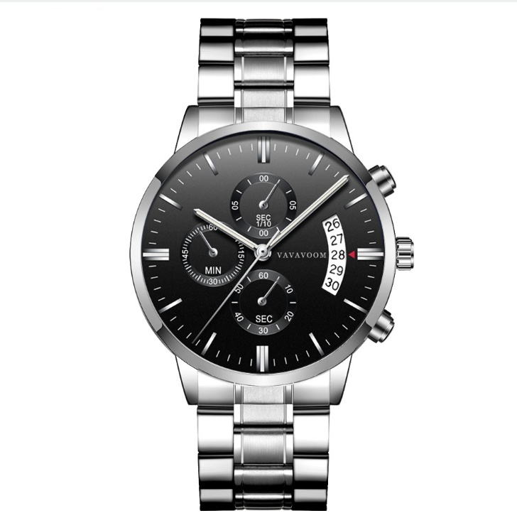 Men''s Stainless Steel Leisure Calendar Quartz Watch - Image 2