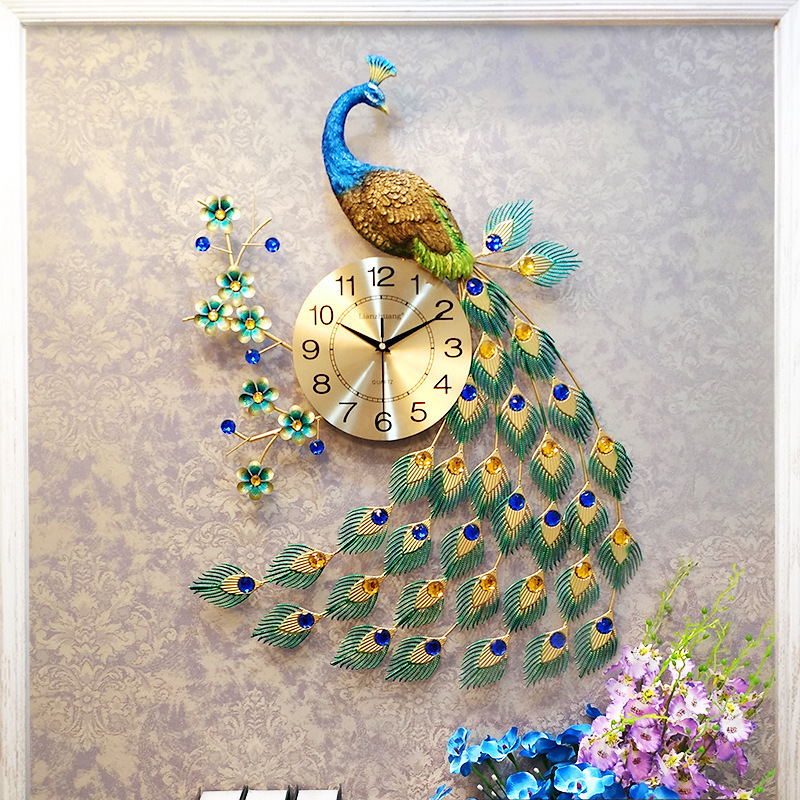 European-Style Peacock Wall Clock - Image 2