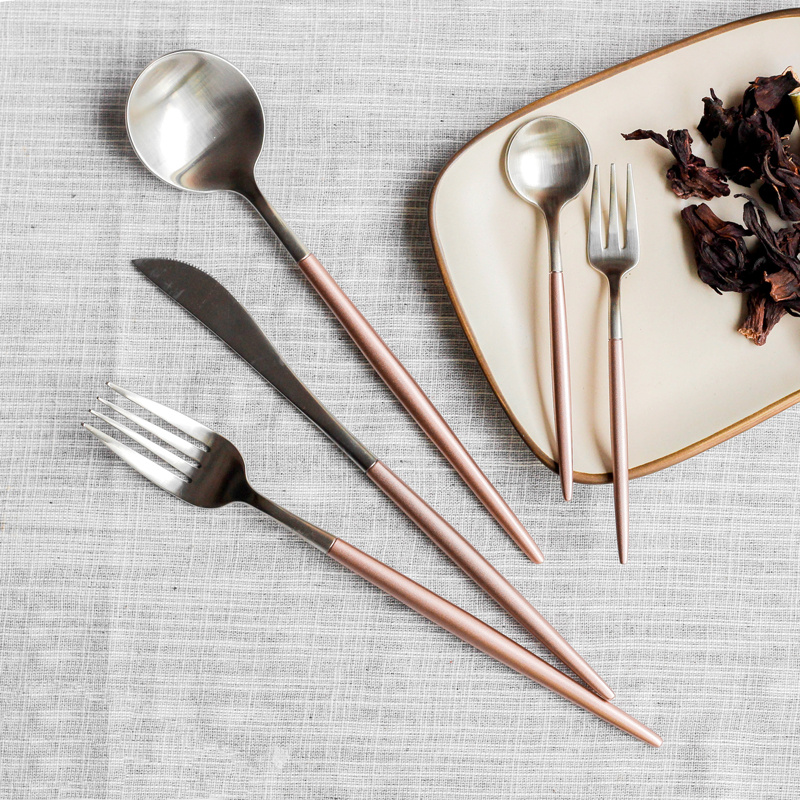 Stainless Steel Rose Gold Cutlery Set - Image 2