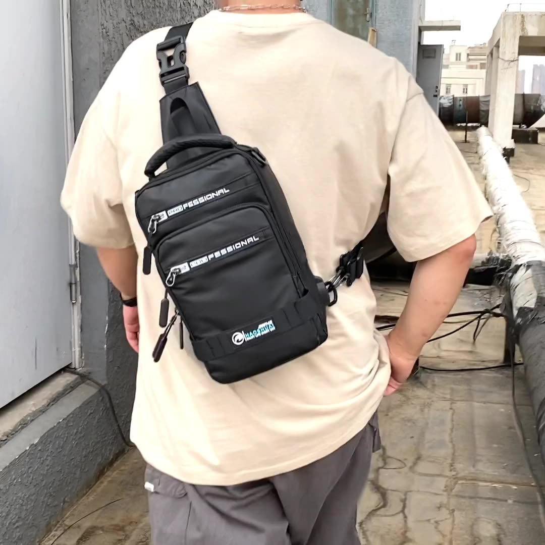 Multifunction Crossbody Nylon Backpack With USB Port - Image 2