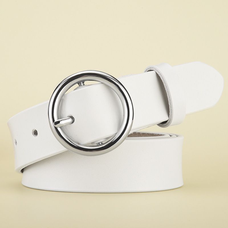 Women's Leather All Match Round Buckle Belt - Image 5