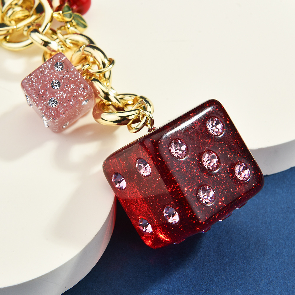 Dice Bag Hanging Vintage Cherry Keychain Pendant - Image 2